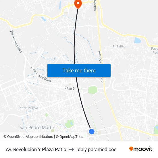 Av. Revolucion Y Plaza Patio to Idaly paramédicos map