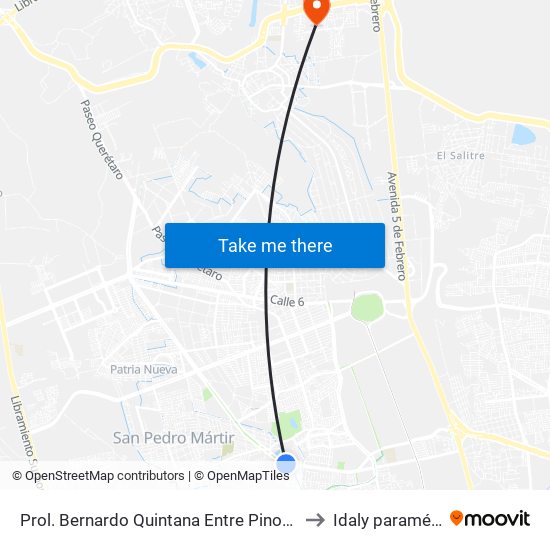 Prol. Bernardo Quintana Entre Pinos Y Berenice to Idaly paramédicos map
