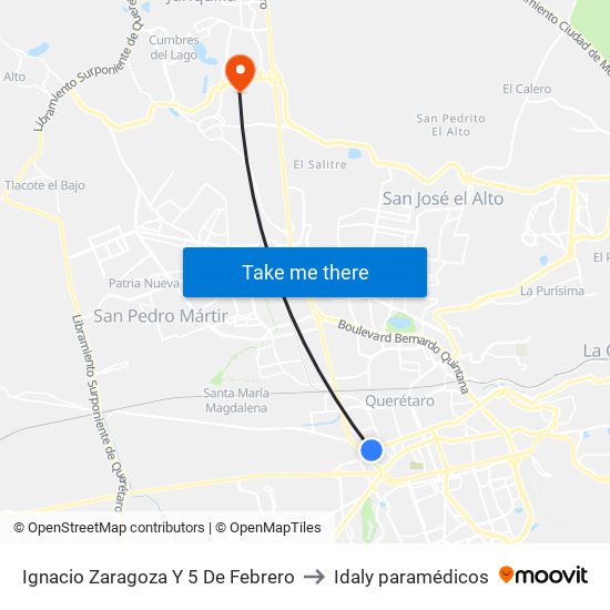 Ignacio Zaragoza Y 5 De Febrero to Idaly paramédicos map