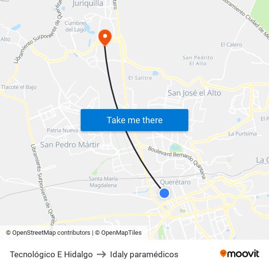 Tecnológico E Hidalgo to Idaly paramédicos map