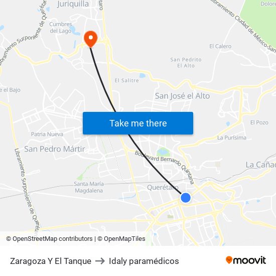 Zaragoza Y El Tanque to Idaly paramédicos map