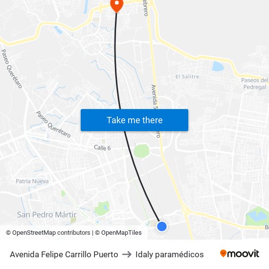 Avenida Felipe Carrillo Puerto to Idaly paramédicos map