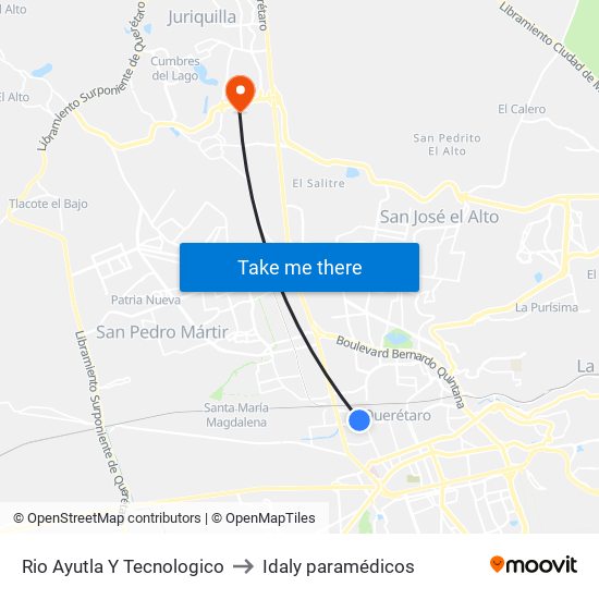 Rio Ayutla Y Tecnologico to Idaly paramédicos map