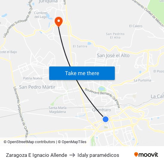 Zaragoza E Ignacio Allende to Idaly paramédicos map