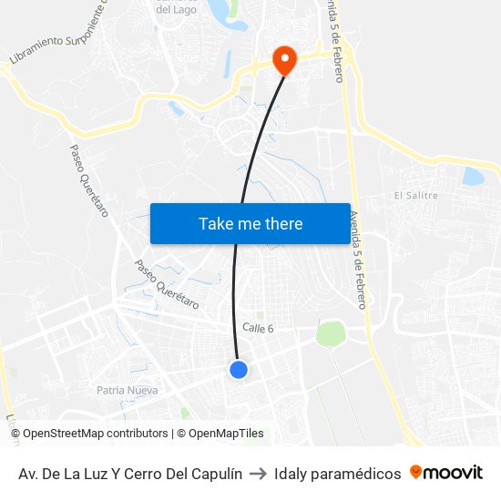 Av. De La Luz Y Cerro Del Capulín to Idaly paramédicos map