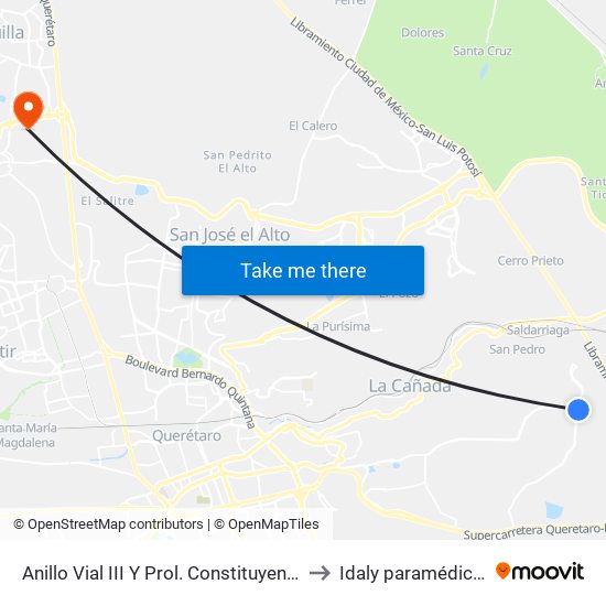 Anillo Vial III Y Prol. Constituyentes to Idaly paramédicos map