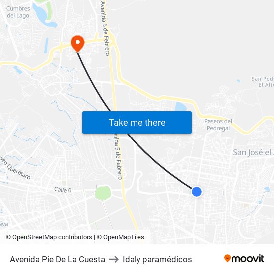 Avenida Pie De La Cuesta to Idaly paramédicos map