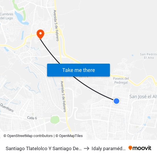 Santiago Tlatelolco Y Santiago Del Oeste to Idaly paramédicos map