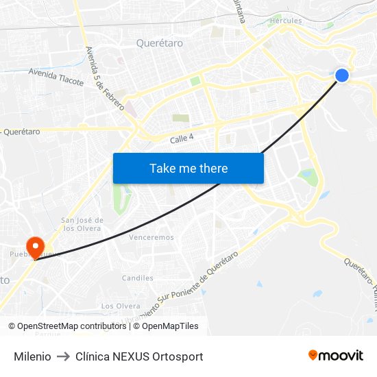 Milenio to Clínica NEXUS Ortosport map