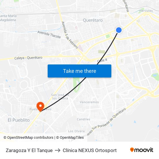 Zaragoza Y El Tanque to Clínica NEXUS Ortosport map