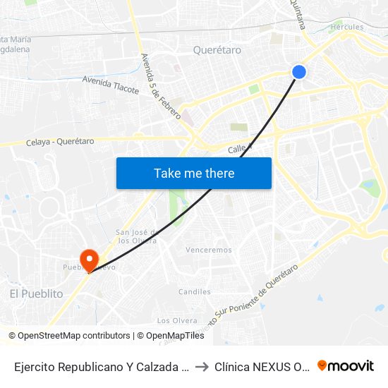 Ejercito Republicano Y Calzada De Los Arcos to Clínica NEXUS Ortosport map