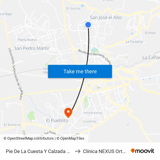 Pie De La Cuesta Y Calzada De Belen to Clínica NEXUS Ortosport map