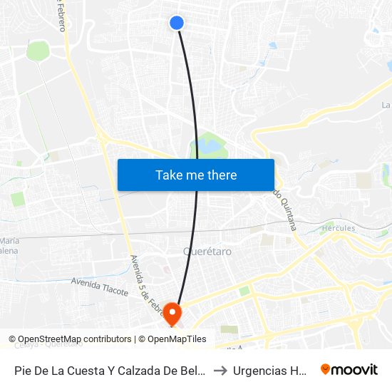 Pie De La Cuesta Y Calzada De Belen to Urgencias HGQ map