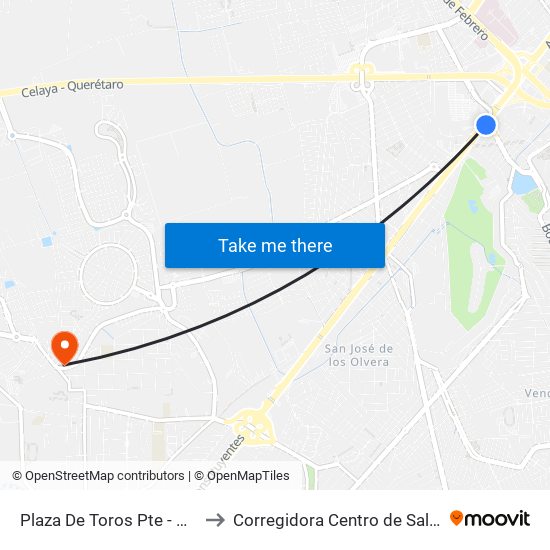 Plaza De Toros Pte - Ote to Corregidora Centro de Salud map