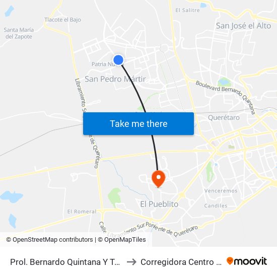 Prol. Bernardo Quintana Y Tarahumaras to Corregidora Centro de Salud map