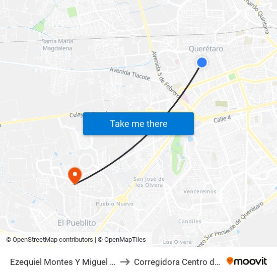 Ezequiel Montes Y Miguel Hidalgo to Corregidora Centro de Salud map