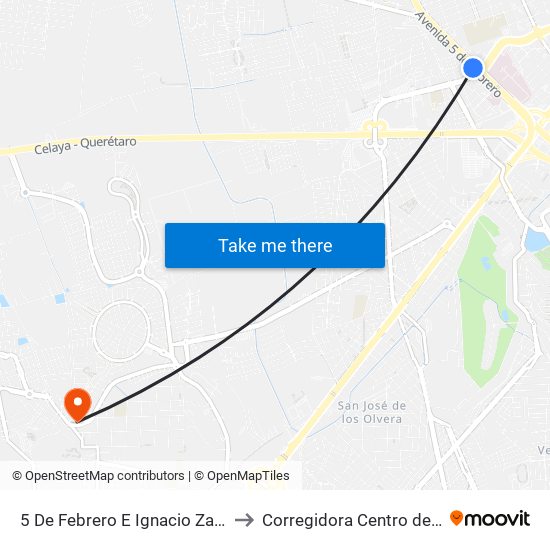 5 De Febrero E Ignacio Zaragoza to Corregidora Centro de Salud map