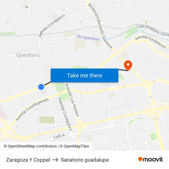 Zaragoza Y Coppel to Sanatorio guadalupe map