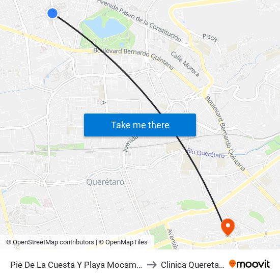 Pie De La Cuesta Y Playa Mocambo to Clinica Queretaro map