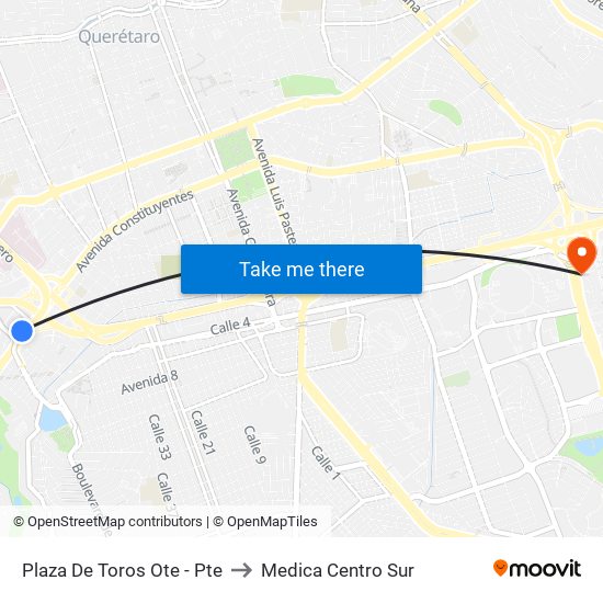 Plaza De Toros Ote - Pte to Medica Centro Sur map