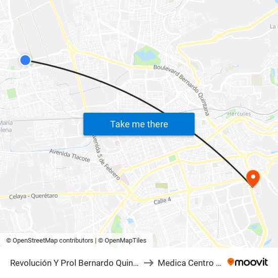 Revolución Y Prol Bernardo Quintana to Medica Centro Sur map