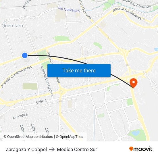 Zaragoza Y Coppel to Medica Centro Sur map