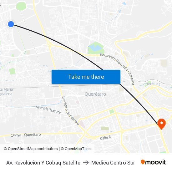 Av. Revolucion Y Cobaq Satelite to Medica Centro Sur map