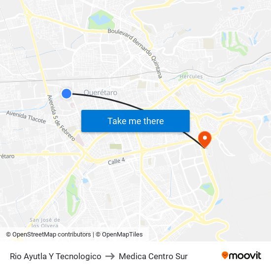 Rio Ayutla Y Tecnologico to Medica Centro Sur map