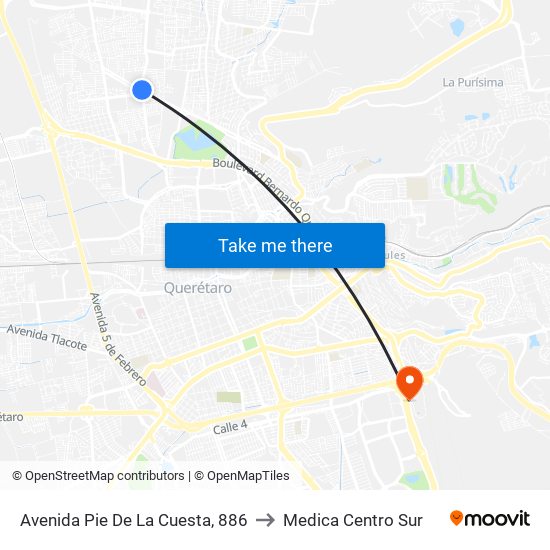 Avenida Pie De La Cuesta, 886 to Medica Centro Sur map