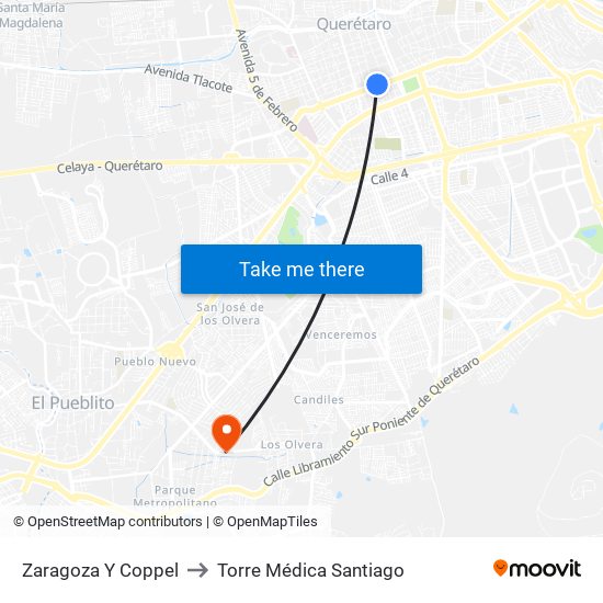 Zaragoza Y Coppel to Torre Médica Santiago map