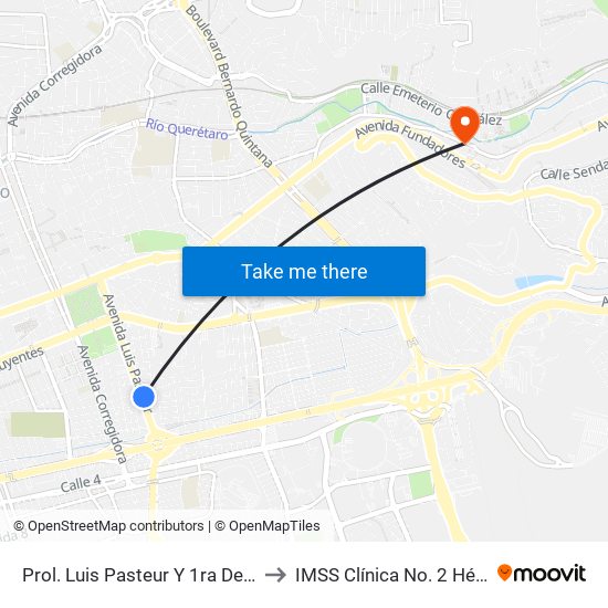 Prol. Luis Pasteur Y 1ra Del Laurel to IMSS Clínica No. 2 Hércules map
