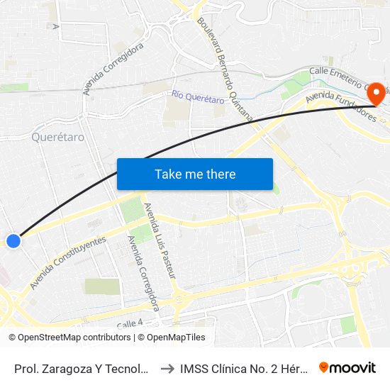 Prol. Zaragoza Y Tecnologico to IMSS Clínica No. 2 Hércules map