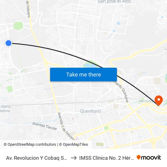 Av. Revolucion Y Cobaq Satelite to IMSS Clínica No. 2 Hércules map