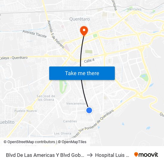 Blvd De Las Americas Y Blvd Gobernadores to Hospital Luis Martin map