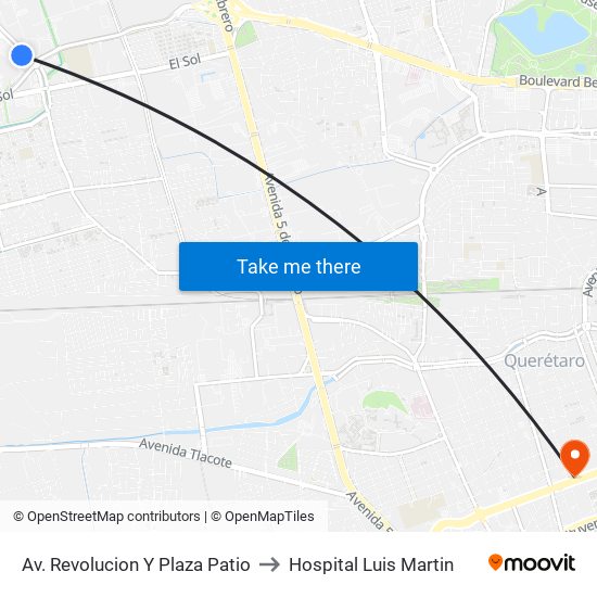 Av. Revolucion Y Plaza Patio to Hospital Luis Martin map