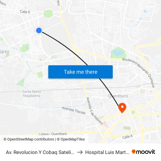 Av. Revolucion Y Cobaq Satelite to Hospital Luis Martin map