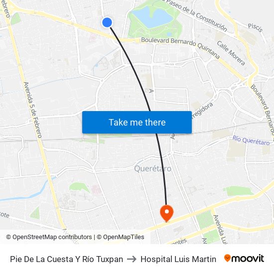 Pie De La Cuesta Y Río Tuxpan to Hospital Luis Martin map