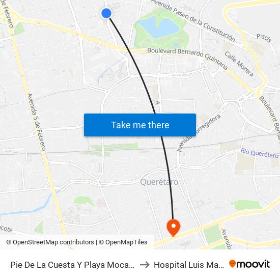 Pie De La Cuesta Y Playa Mocambo to Hospital Luis Martin map