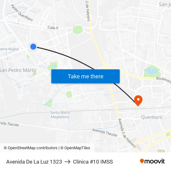 Avenida De La Luz 1323 to Clínica #10 IMSS map