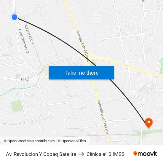 Av. Revolucion Y Cobaq Satelite to Clínica #10 IMSS map