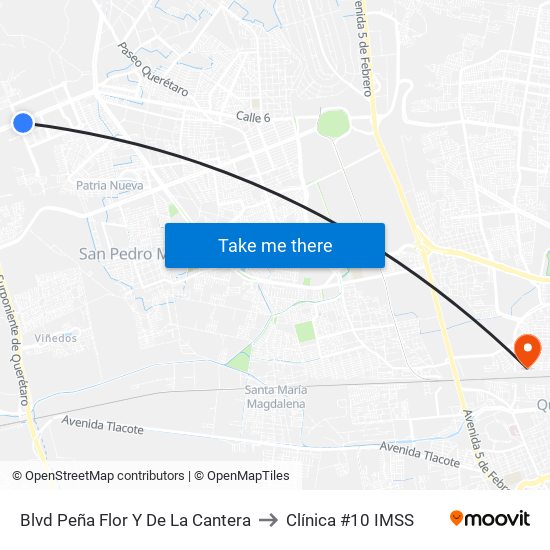 Blvd Peña Flor Y De La Cantera to Clínica #10 IMSS map