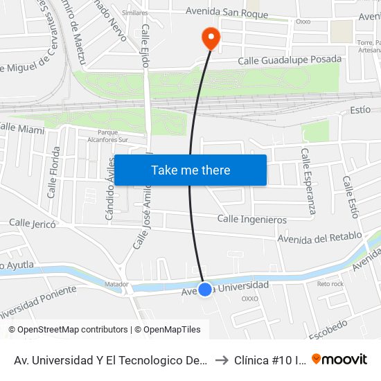 Av. Universidad Y El Tecnologico De Queretaro to Clínica #10 IMSS map