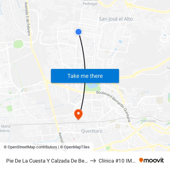 Pie De La Cuesta Y Calzada De Belen to Clínica #10 IMSS map