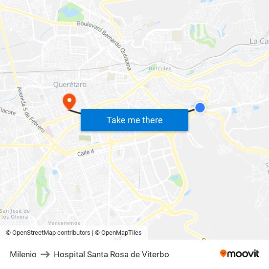 Milenio to Hospital Santa Rosa de Viterbo map
