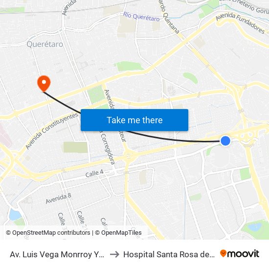 Av. Luis Vega Monrroy Y Estadio to Hospital Santa Rosa de Viterbo map