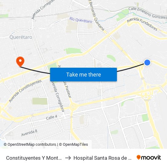 Constituyentes Y Monte Sinai to Hospital Santa Rosa de Viterbo map