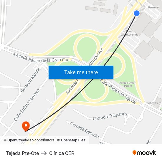 Tejeda Pte-Ote to Clínica CER map