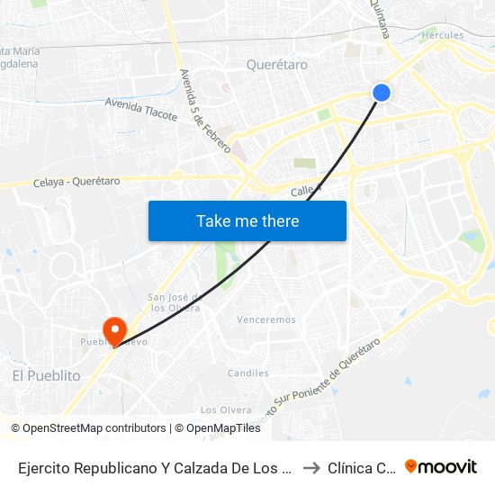 Ejercito Republicano Y Calzada De Los Arcos to Clínica CER map
