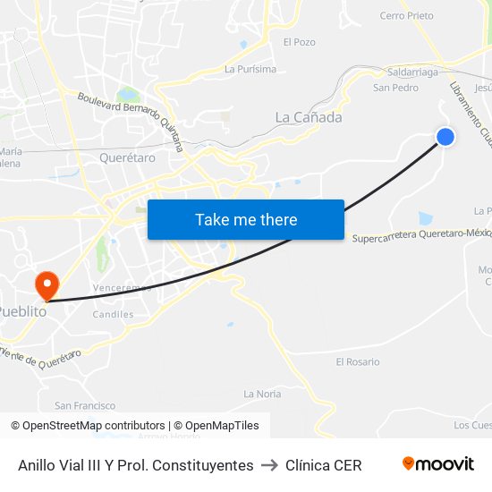 Anillo Vial III Y Prol. Constituyentes to Clínica CER map