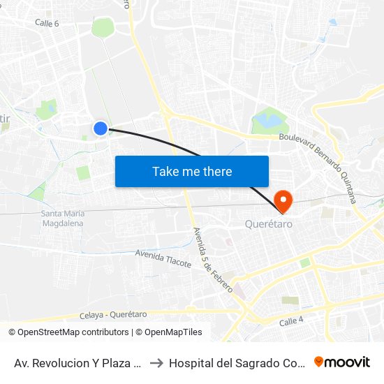 Av. Revolucion Y Plaza Patio to Hospital del Sagrado Corazon map
